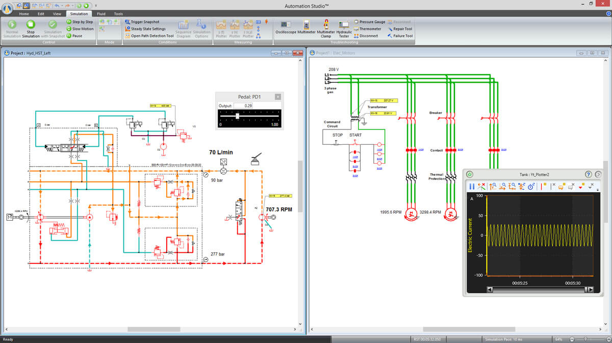 simulación hidráulica y eléctrica con el software Automation Studio