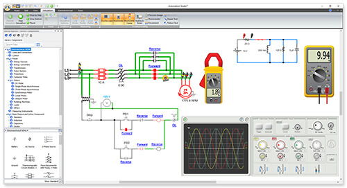 Stromkreissimulation mit Multimeter in der Automation Studio-Software