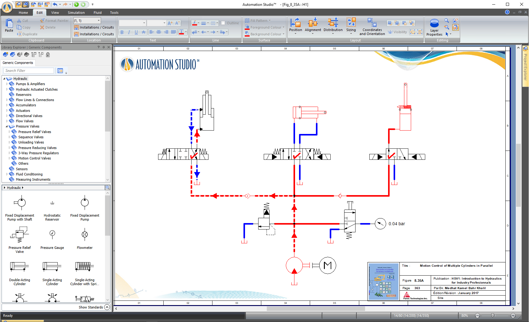 Hydraulic circuit simulated with Automation Studio™