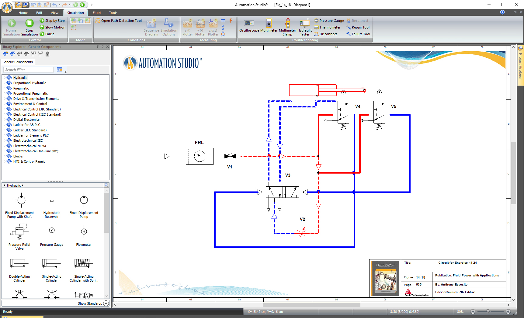 Electrical circuit simulated with Automation Studio Professional Edition software