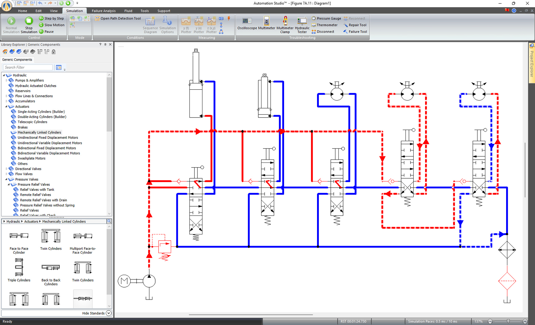 Electrical circuit simulated with Automation Studio Professional Edition software