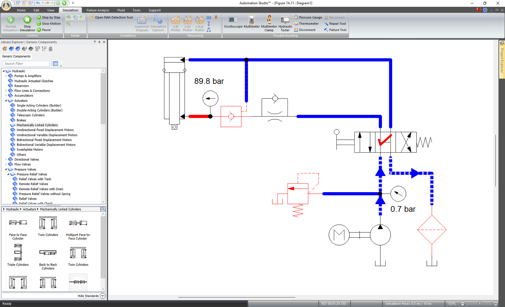 Electrical circuit simulated with Automation Studio Professional Edition software
