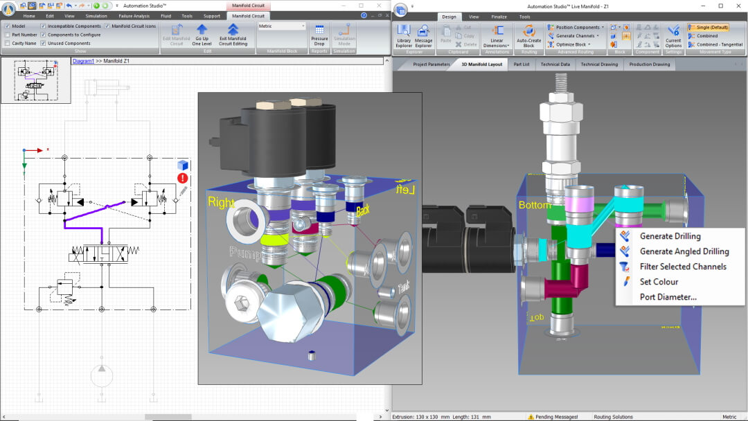 油圧ブロックマニホールドモジュール Automation Studio プロフェショナル版