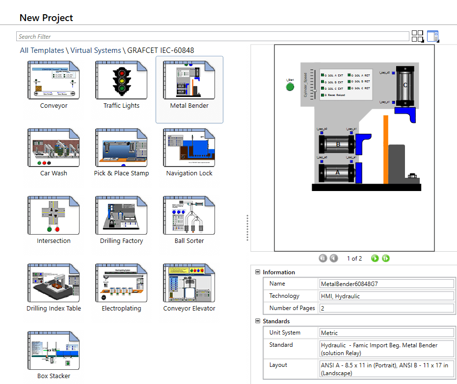 Visualização dos projetos