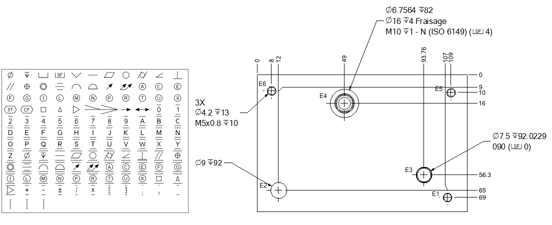 Police GD&T (Tolérancement dimensionnel et géométrique)