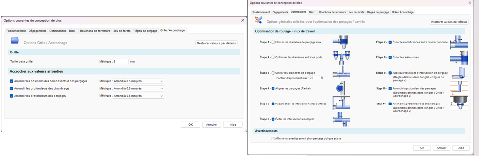 Si l’utilisateur veut ajuster toutes les valeurs des coordonnées et de profondeurs, il peut lancer une « Optimisation » via le ruban.