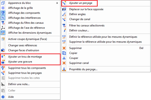 Possibilité d’ajout des trous de montage, gravures et perçages à partir du bloc