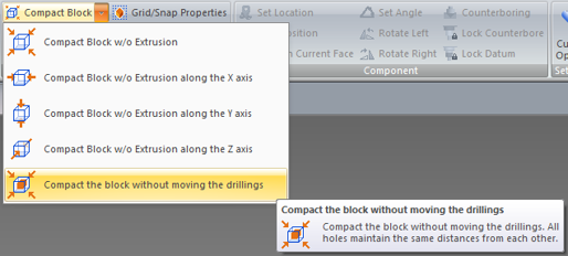 Compact the block without moving the drillings
