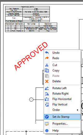 Setting a Drawing Element as a Stamp on a Technical Drawing