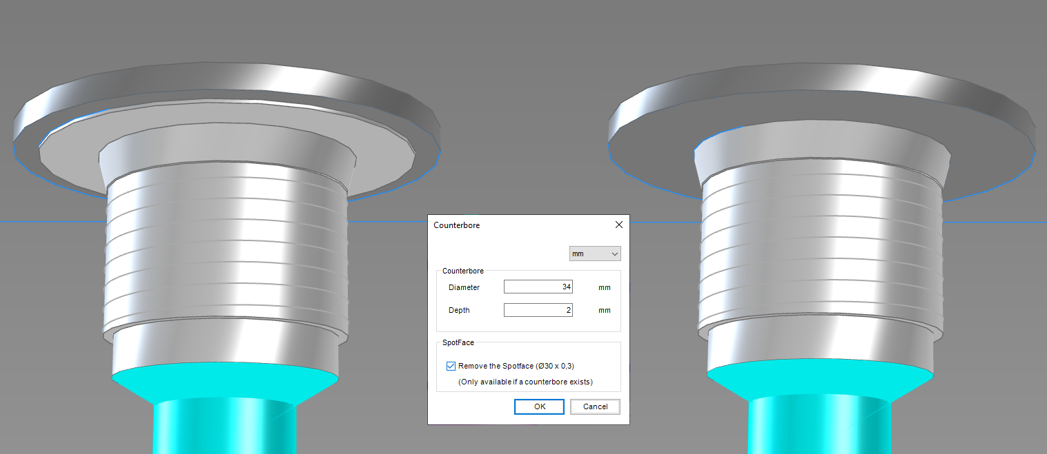 Spotface / counterbore merge