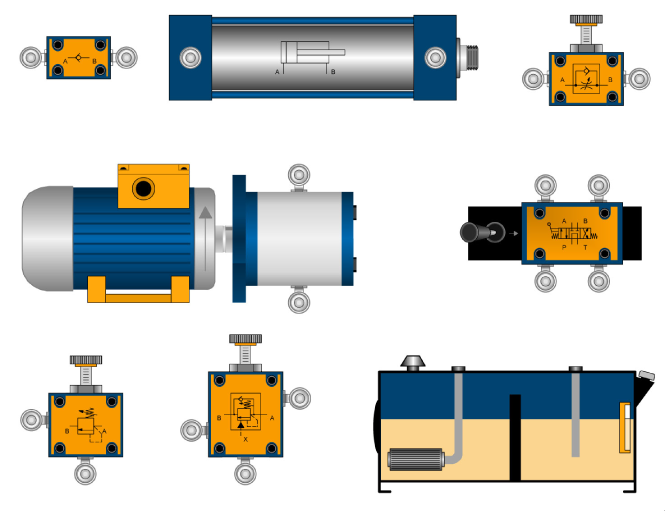 Библиотека иллюстрированных гидравлических компонентов