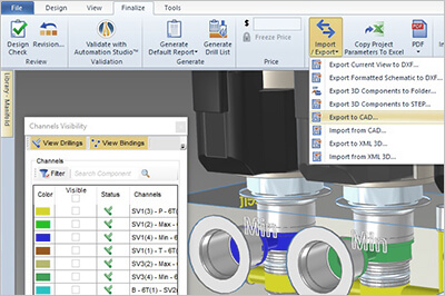 Importieren Exportieren in Automation Studio Live Manifold-Software