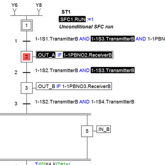 Automation Studio 교육용으로 시뮬레이션된 SFC GRAFCET 명령어