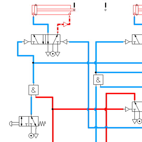circuito neumático simulado usando software Automation Studio