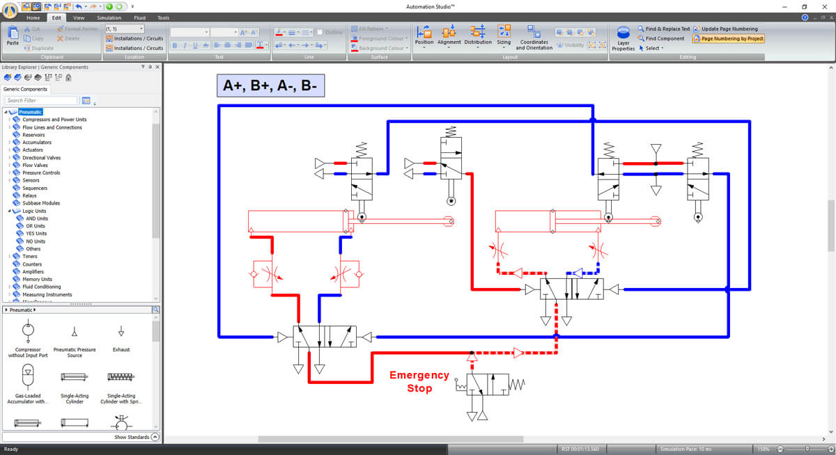 pneumatic circuit simulation using Automation Studio software