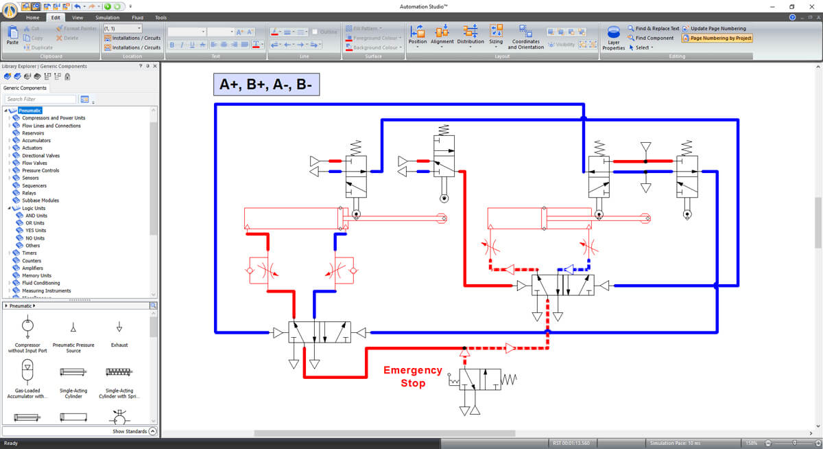 pneumatische Schaltungssimulation mit der Automation Studio-Software