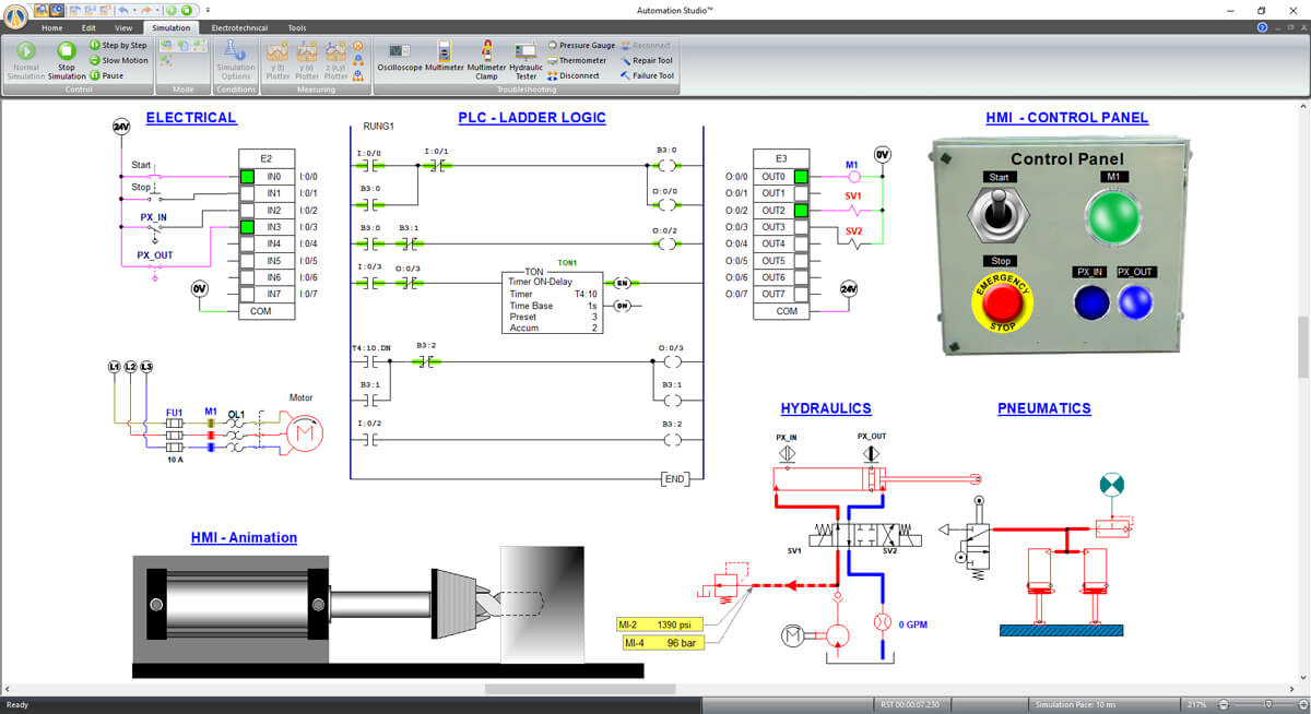 système mécatronique simulé à l'aide du logiciel Automation Studio