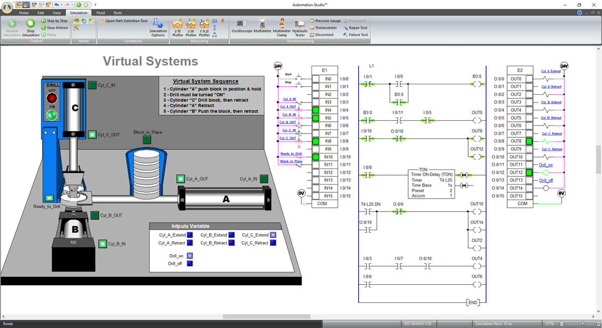 mechatronic virtual system simulation with Automation Studio software
