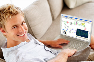 man using Automation Studio software remotely from home