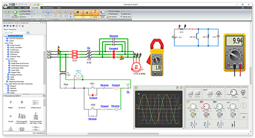 Automation Studioソフトウェアのマルチメーターによる電気回路シミュレーション