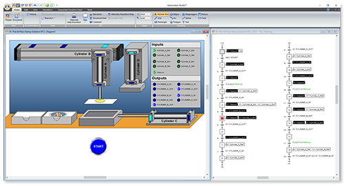 sfc grafcet controlling a virtual system in Automation Studio software