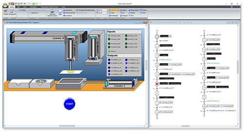 sfc grafcet controlando um sistema virtual no software Automation Studio