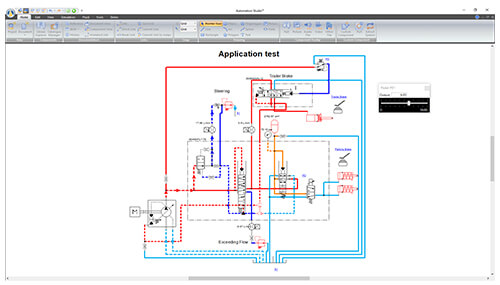 Hydraulic circuit simulated with Automation Studio Professional Edition software