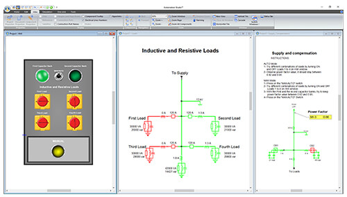 Simulaçao de Circuito Elétrico Unifilar com painel de controle usando o software Automation Studio Edição Profissional