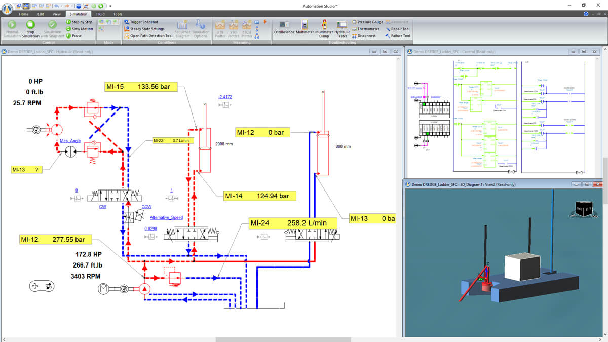 simulation technologie marine dans Automation Studio