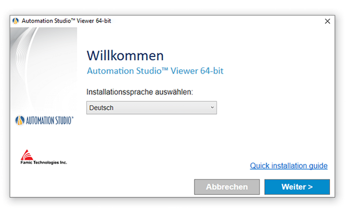 Installation der Automation Studio Viewer Edition