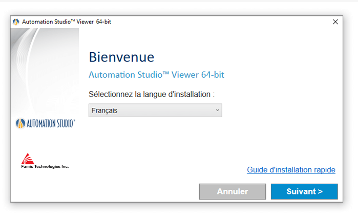 Installation d'Automation Studio édition Visualiseur