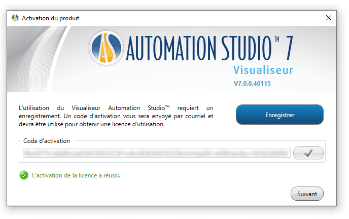 code d'activation pour Automation Studio édition Visualiseur