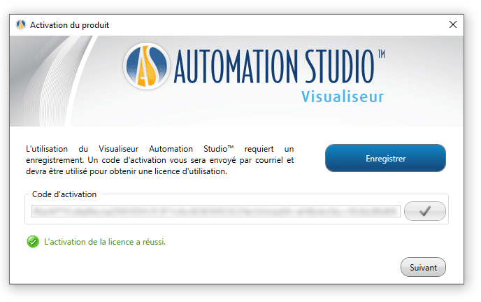 code d'activation pour Automation Studio édition Visualiseur