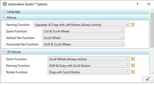 Mouse options configuration