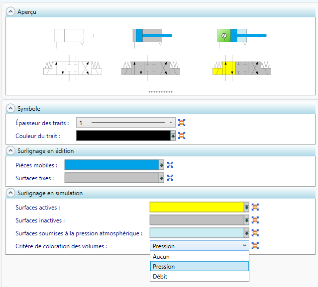 Apparence des composants fluides